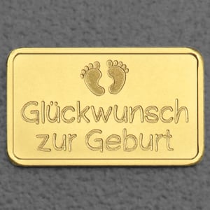 Goldbarren 2,5g Gravur "Zur Geburt" - Hauptansicht