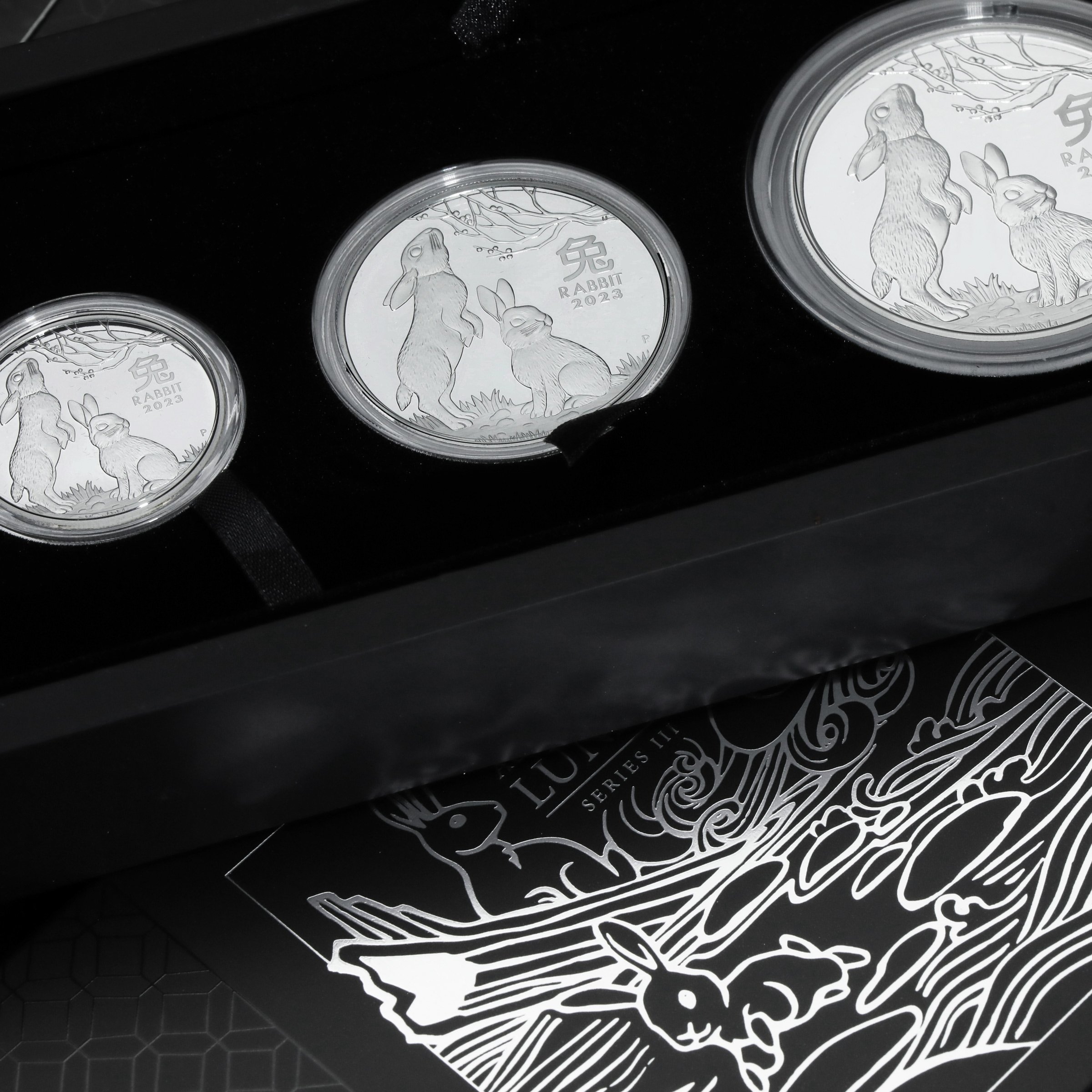 Silbermünzen 2oz + 1oz + 1/2oz "Hase" 2023 (PP) Set – 3-teilig Lunar III (Australien) - Detailansicht 13