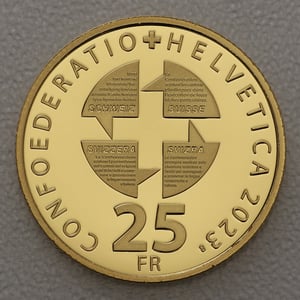 Goldmünze 25 Franken "Sprachenvielfalt" 2023 (Schweiz) - Miniaturansicht 2
