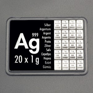 Silbertafel (20x 1g Feinsilber) "CombiBar" - Hauptansicht