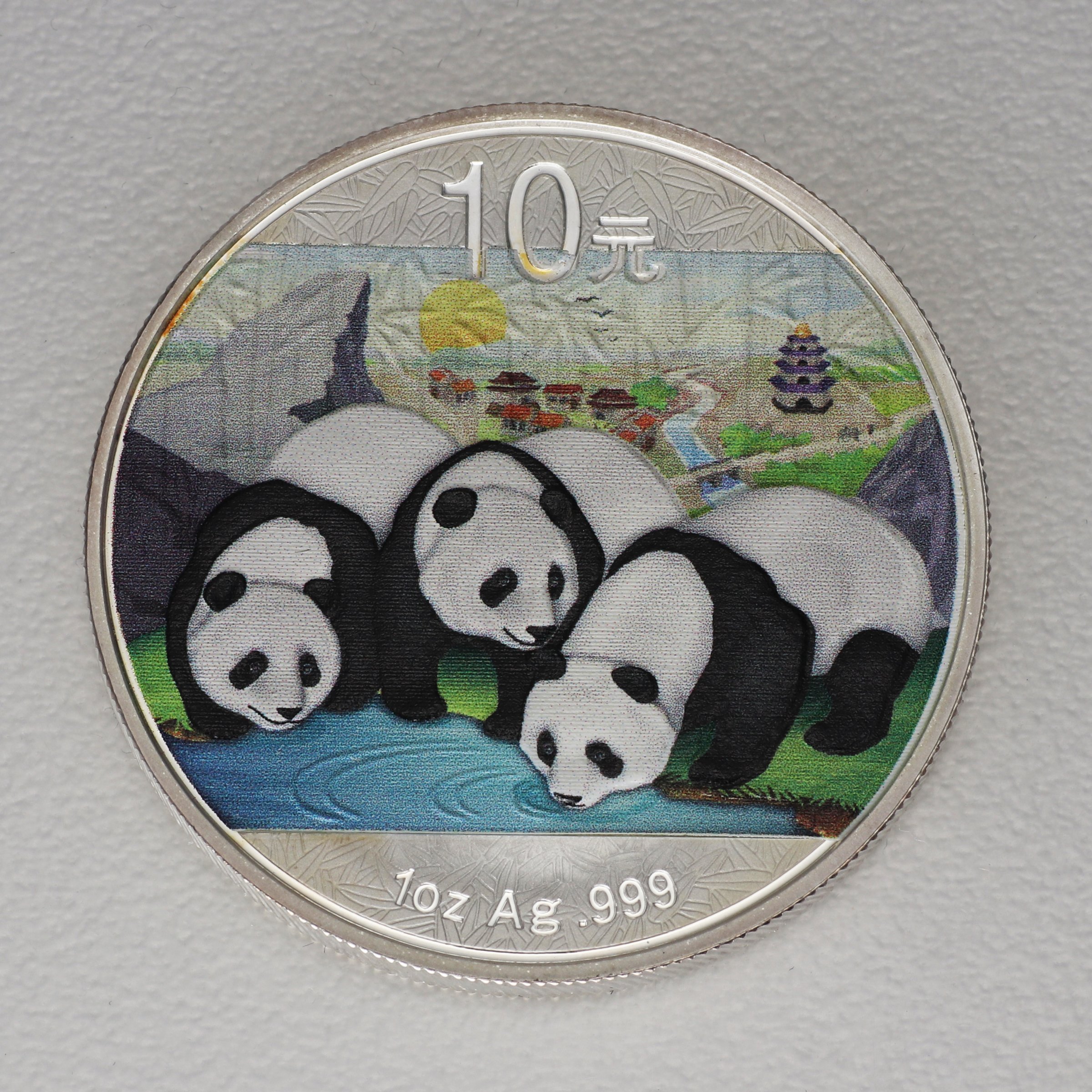 Silbermünzen 2 x 1oz "Panda" 2013 (koloriert) Set – 2-teilig Night & Day (China) - Detailansicht 1