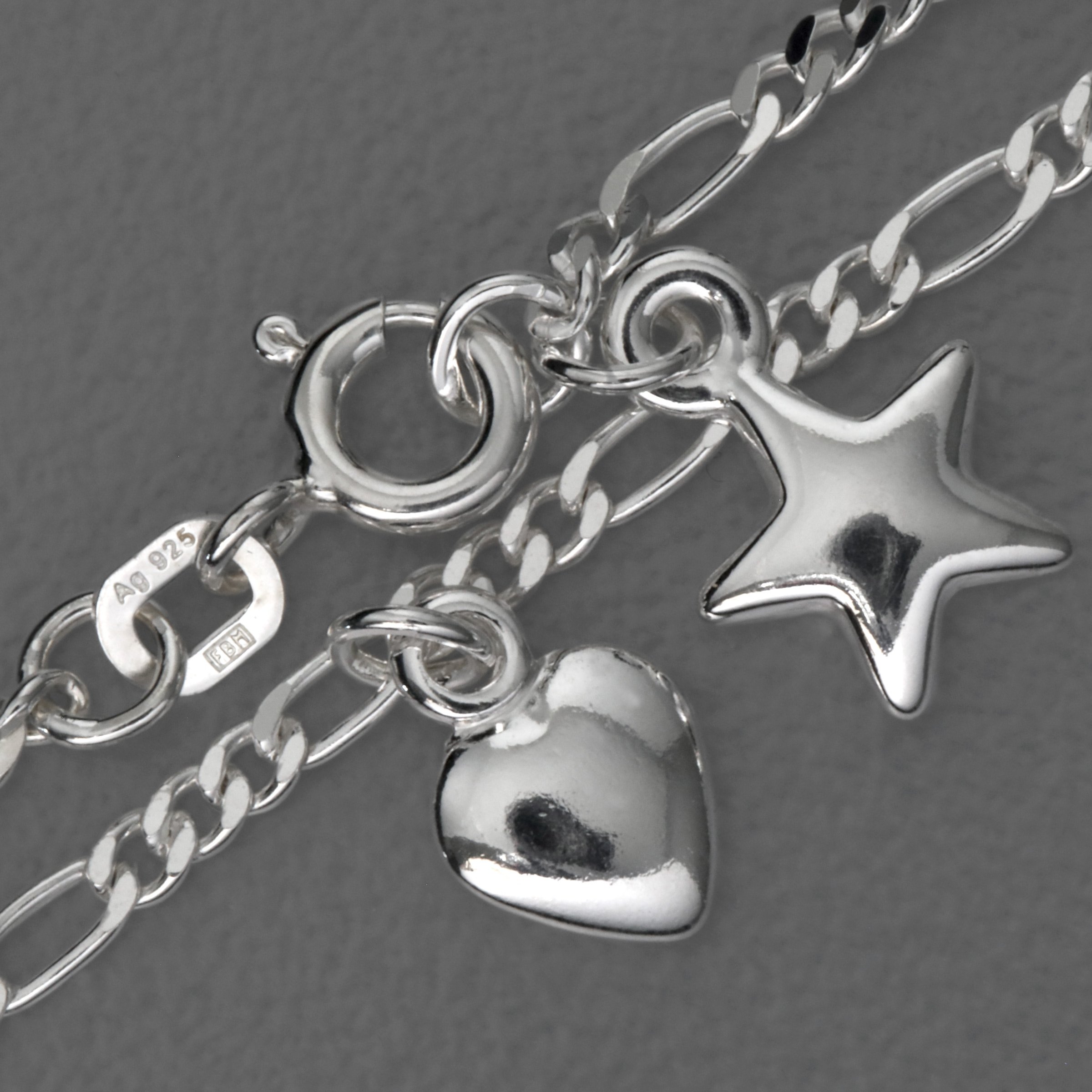 Silber-Fußkette 925er "Stern&Herz" (Sterling) - Hauptansicht