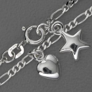 Silber-Fußkette 925er "Stern&Herz" (Sterling) - Hauptansicht