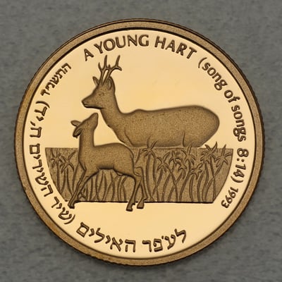 Goldmünze 5 New Sheqalim "Rehbock" 1993 Wildlife (Israel) - Miniaturansicht 1