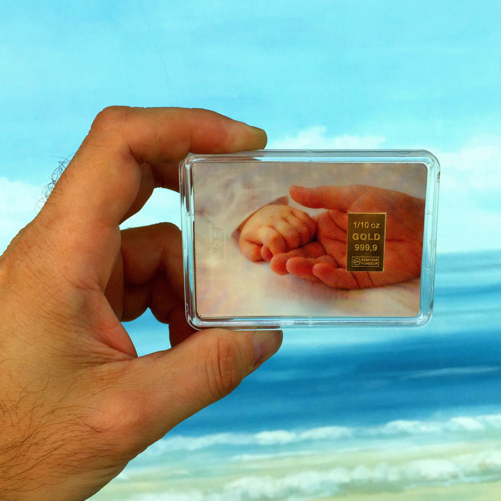 Goldbarren 1/10oz "Alles Gute/Geburt" (Flip) - Detailansicht 2