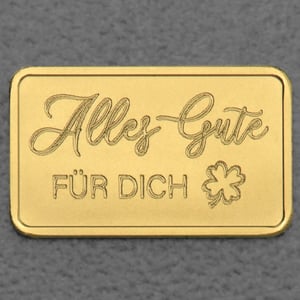 Goldbarren 2,5g Gravur "Alles Gute" - Hauptansicht