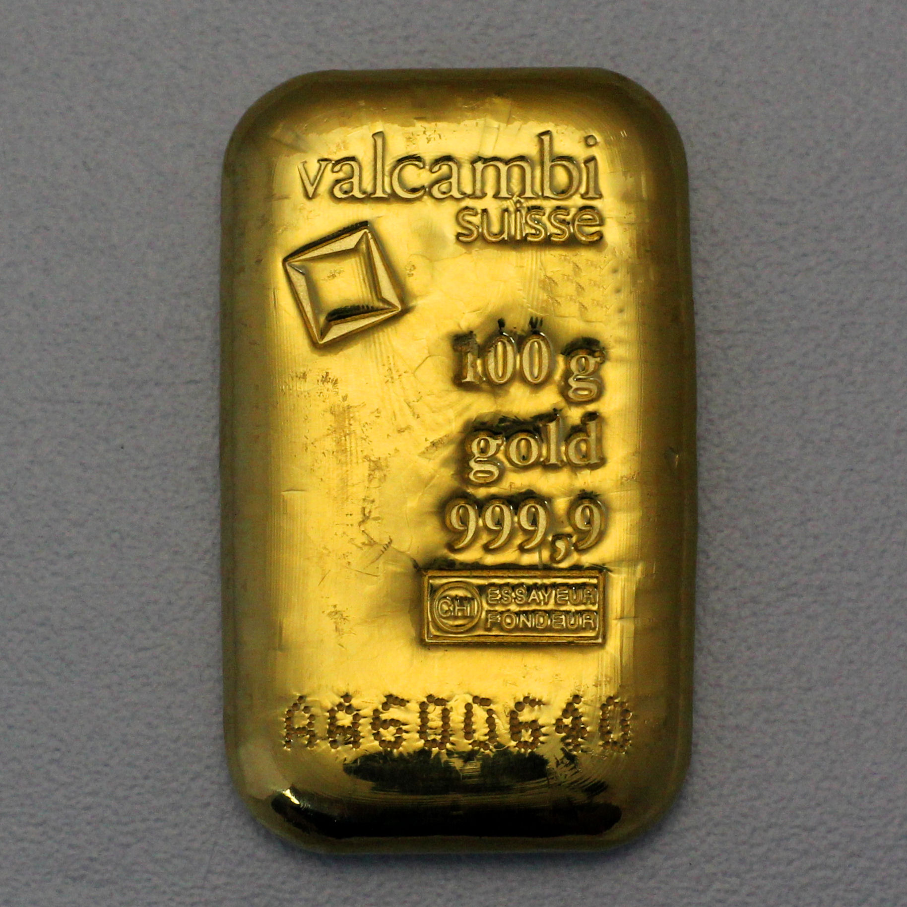 Goldbarren 100g VALCAMBI gegossen - Hauptansicht