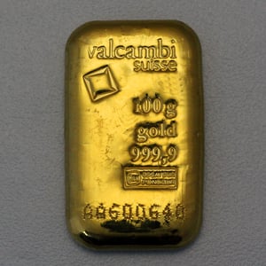 Goldbarren 100g VALCAMBI gegossen - Hauptansicht