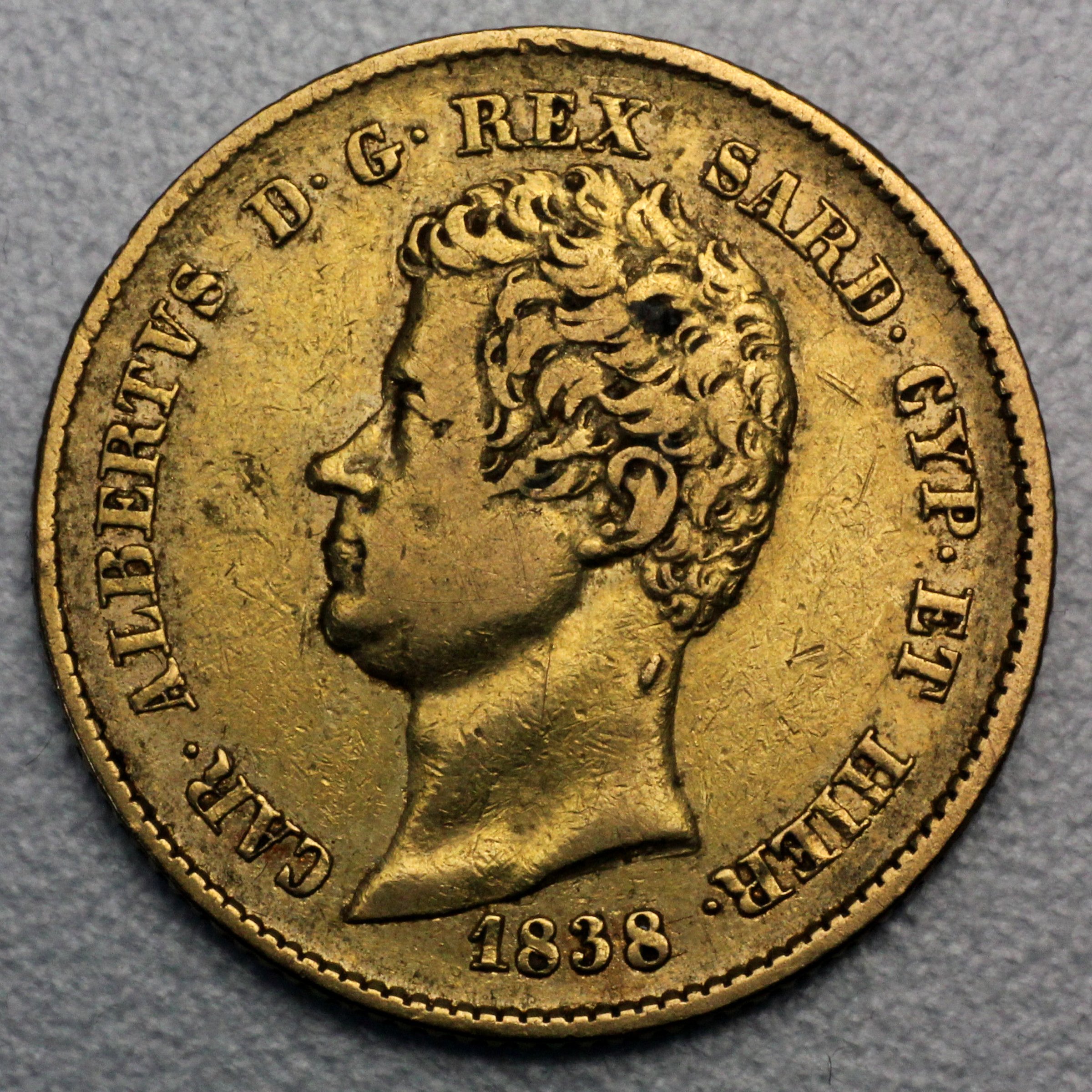 Goldmünze 20 Lire "Karl Albert-Sardinien" (Italien) - Hauptansicht