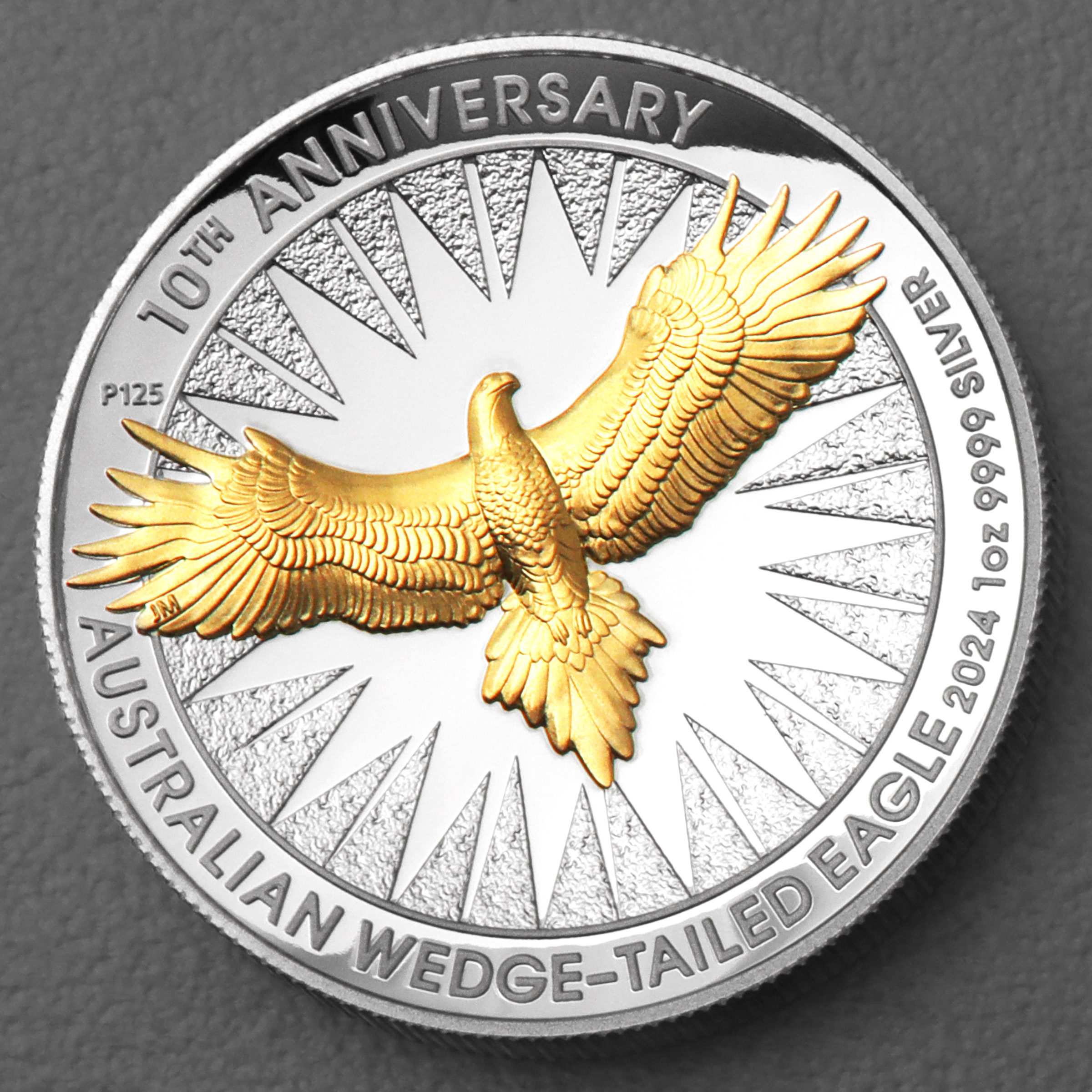 Silbermünze 1oz "Wedge-tailed Eagle" 2024 (PP/HR/vergoldet)10th Anniversary (Australien) - Hauptansicht