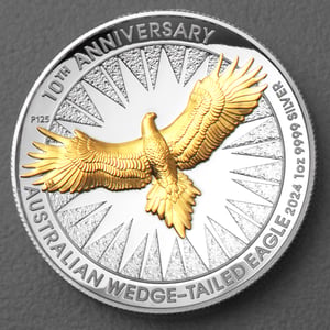 Silbermünze 1oz "Wedge-tailed Eagle" 2024 (PP/HR/vergoldet)10th Anniversary (Australien) - Miniaturansicht 1