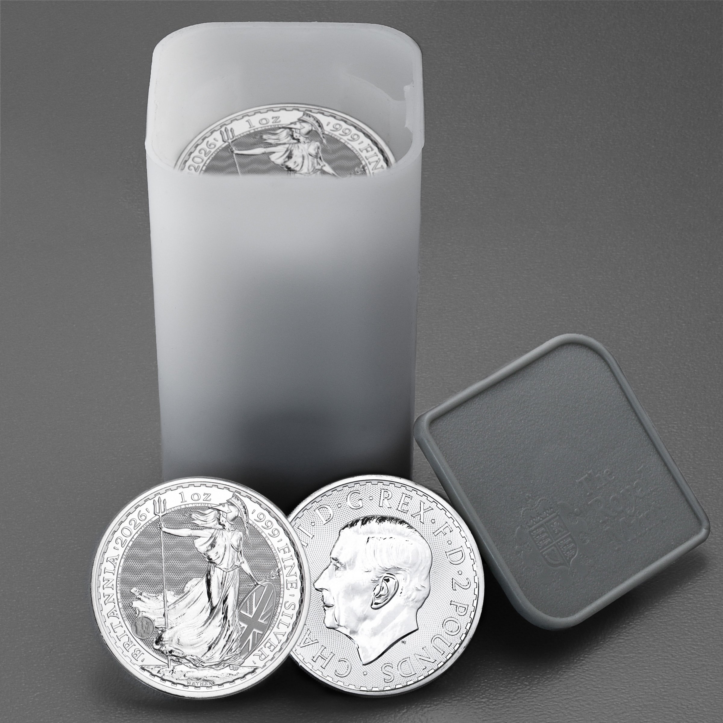 Silbermünze 25 x 1oz "Britannia" aktueller Jahrgang Tube 19% (Großbritannien) - Hauptansicht