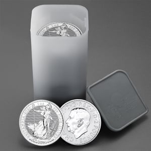 Silbermünze 25 x 1oz "Britannia" aktueller Jahrgang Tube 19% (Großbritannien) - Hauptansicht