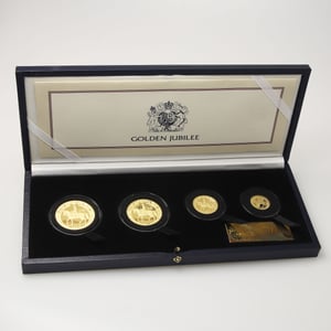 Goldmünzen "Golden Jubilee" 2002 (PP) Set – 4-teilig (Isle of Man) - Hauptansicht
