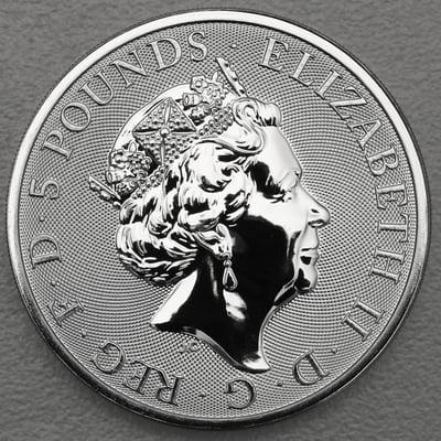 Silbermünze 2oz "White Greyhound of Richmond" 2021 The Queen s Beasts (Großbritannien) - Miniaturansicht 2