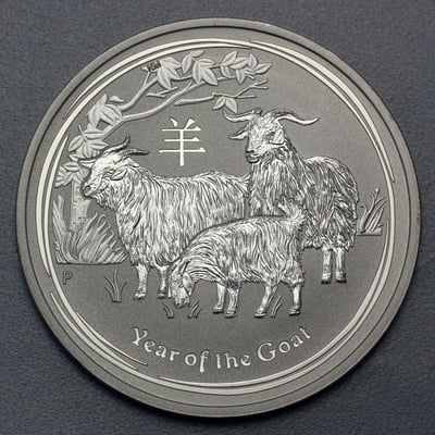 Silbermünze 5oz "Ziege" 2015 Lunar II – Year of the Goat (Australien) - Miniaturansicht 1
