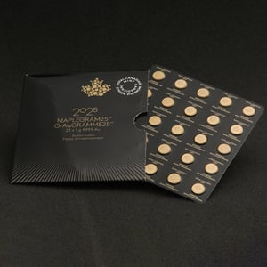 Goldmünzen 25 x 1g "Maple Leaf" aktueller Jahrgang Set 25-teilig Maplegram25™ (Kanada) - Miniaturansicht 7