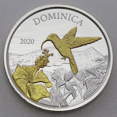 Silbermünze 1oz "Hummingbird" 2020 (vergoldet) Eastern Caribbean 8 (Dominica) - Miniaturansicht 1