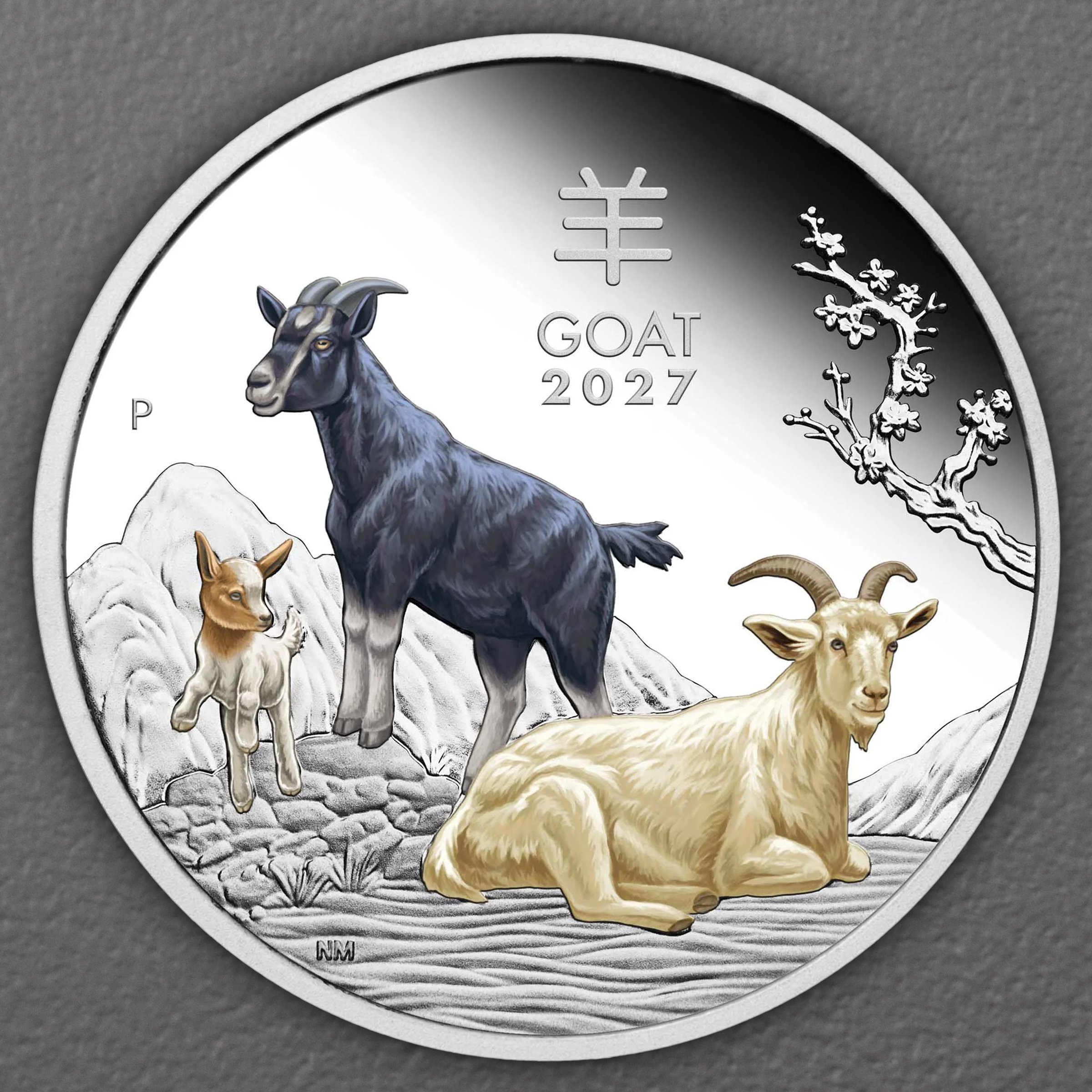 Silbermünze 1oz "Ziege" 2027 (PP/koloriert) Lunar III – Year of the Goat (Australien) - Hauptansicht