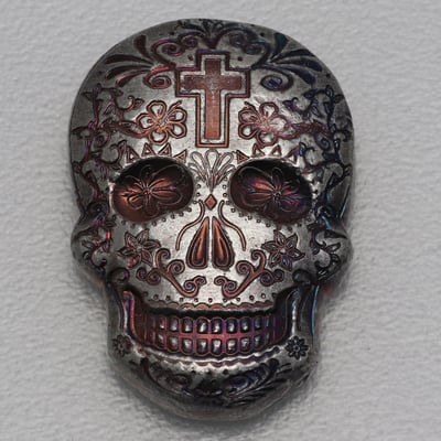 Silber 3-D Barren "Sugar Skull" 2oz, gegossen Day of the Dead: Cross - Miniaturansicht 4