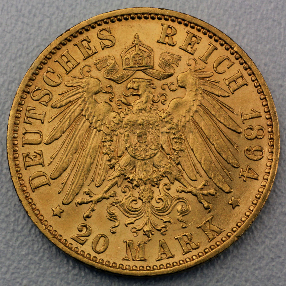 Goldmünze 20 Mark "Albert" (Sachsen) - Detailansicht 1