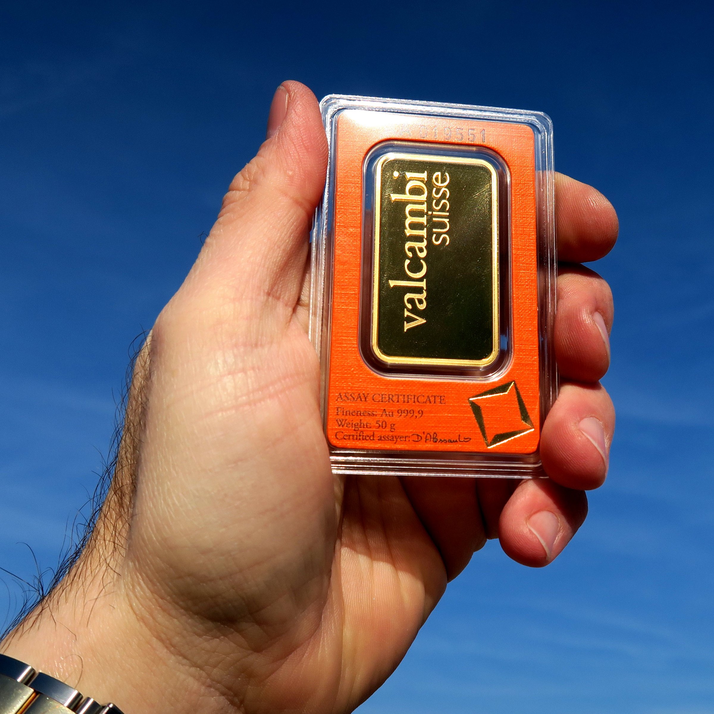 Goldbarren 50g VALCAMBI geprägt - Detailansicht 5