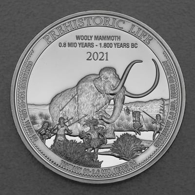 Silbermünze 1oz "Wollmammut 2021" Prehistoric Life (Kongo) - Miniaturansicht 1
