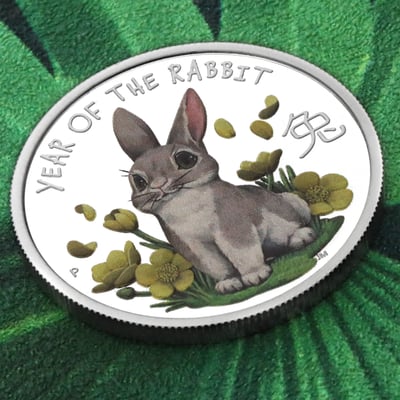 Silbermünze 1/2oz "Hase" 2023 (PP/koloriert) Lunar Baby (Tuvalu) - Miniaturansicht 6