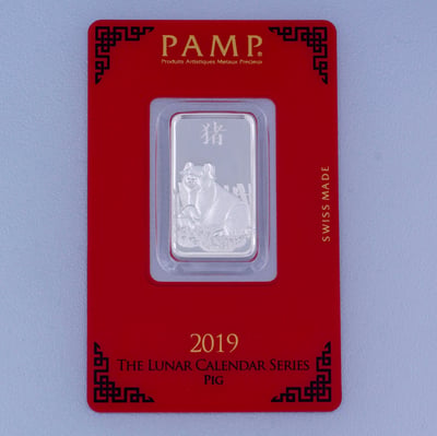 Silberbarren 10g "Schwein 2019" Lunar PAMP - Miniaturansicht 1