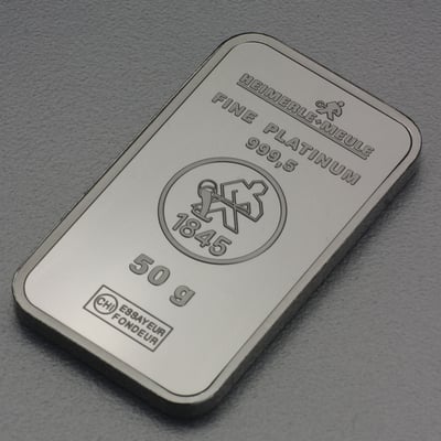 Platinbarren 50g  Heimerle+Meule - Miniaturansicht 1