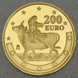 Goldmünze 200 Euro "Geburtstag des Euro" 2003 (Spanien) - Hauptansicht