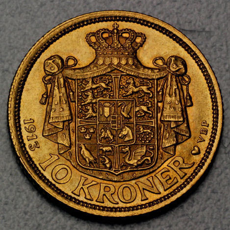 Goldmünze 10 Kronen "Christian X." (Dänemark) - Detailansicht 1
