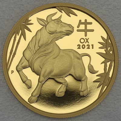 Goldmünze 1oz "Ochse" 2021 (PP) Lunar III – Year of the Ox (Australien) - Miniaturansicht 1