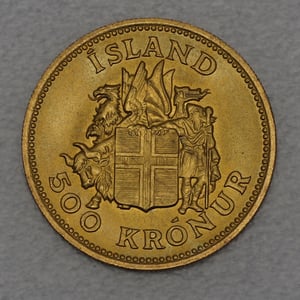 Goldmünze 500 Kronur 1961 (Island) - Miniaturansicht 2