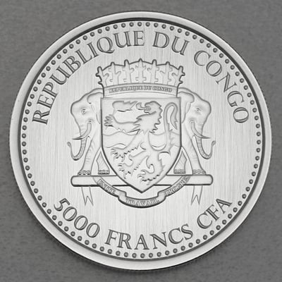 Silbermünze 1oz "Silberrücken Gorilla" 2015 (Kongo) - Miniaturansicht 2