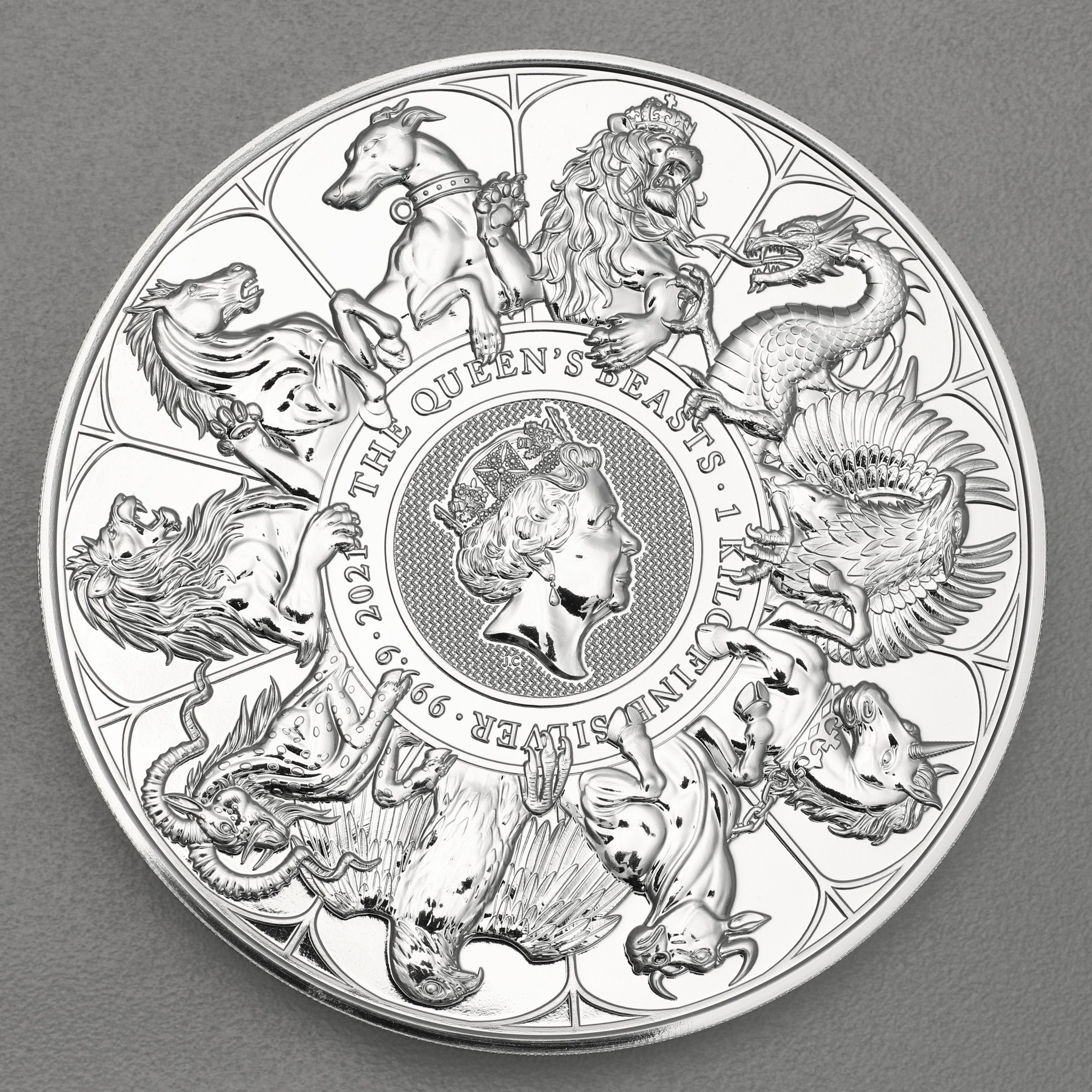 Silbermünze 1kg "Completer Coin" 2021 The Queen s Beasts diff. (Großbritannien) - Hauptansicht