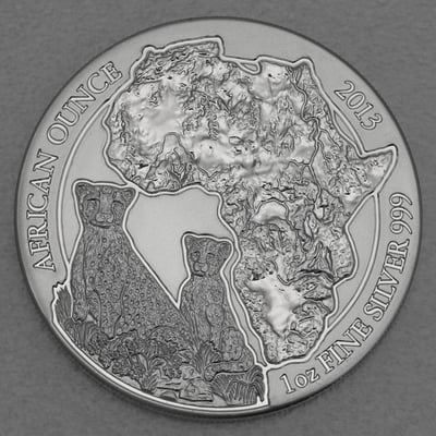 Silbermünze 1oz "Gepard" 2013 African Ounce (Ruanda) - Miniaturansicht 1