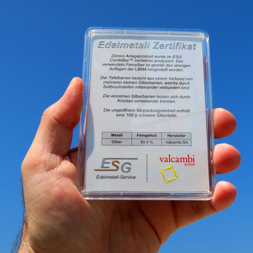 Silbertafel (5x 10g + 50x 1g Ag) "CombiBar-Mix" - Detailansicht 1