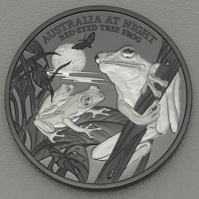 Silbermünze 1oz "Red-Eyed Tree Frog" 2024 Australia at Night (Niue) - Miniaturansicht 1