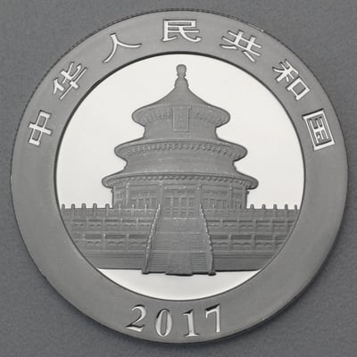 Silbermünze 30g "Panda" 2017 (vergoldet) (China) - Miniaturansicht 2
