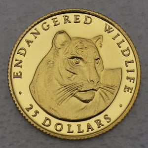 Goldmünze 1/25oz "Tiger" 1990 Endangered Wildlife (Cook Islands) - Miniaturansicht 1