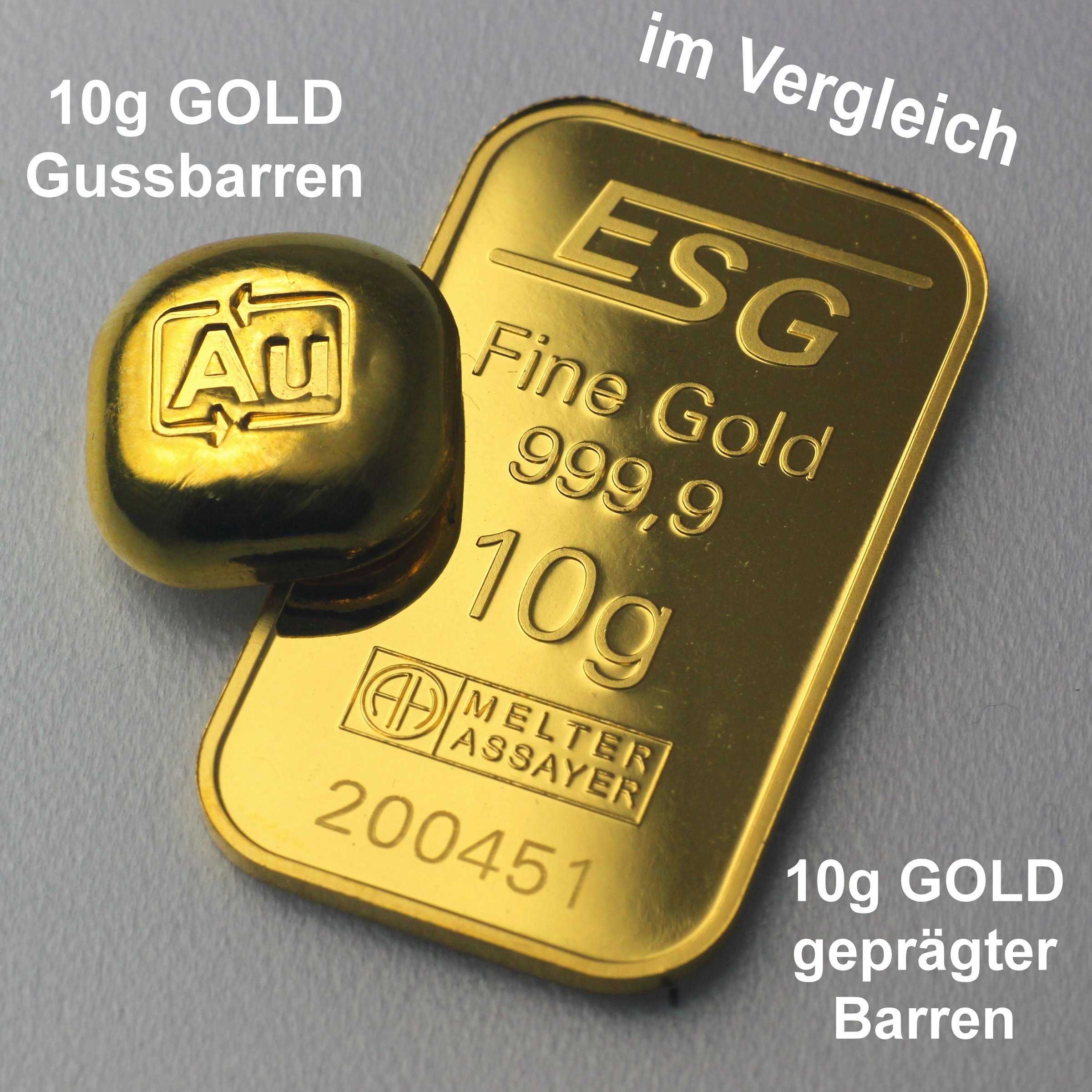 Goldbarren 10g "Goldknuffel" Au-Gussbarren - Detailansicht 2
