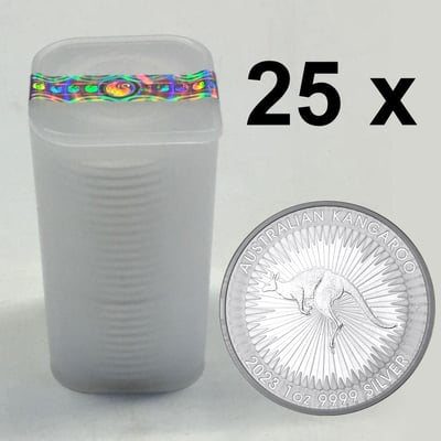 Silbermünze 25 x 1oz "Känguru" aktueller Jahrgang Tube diff. (Australien) - Miniaturansicht 2