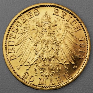 Goldmünze 20 Mark "Wilhelm II. Uniform" 1915-A J.253 (Preußen) - Miniaturansicht 2