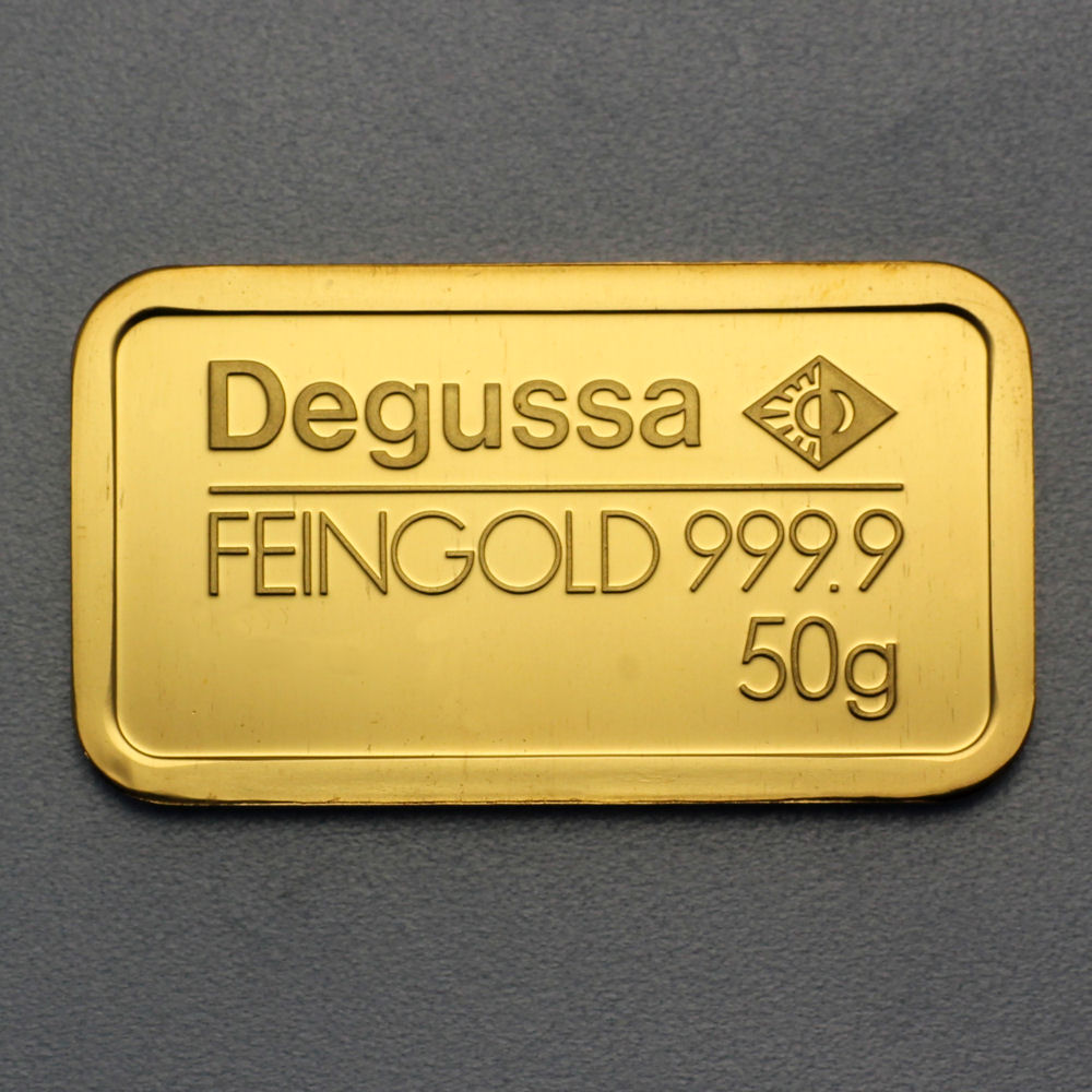 Goldbarren 50g DEGUSSA Resale - Hauptansicht