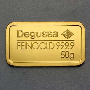 Goldbarren 50g DEGUSSA Resale - Hauptansicht