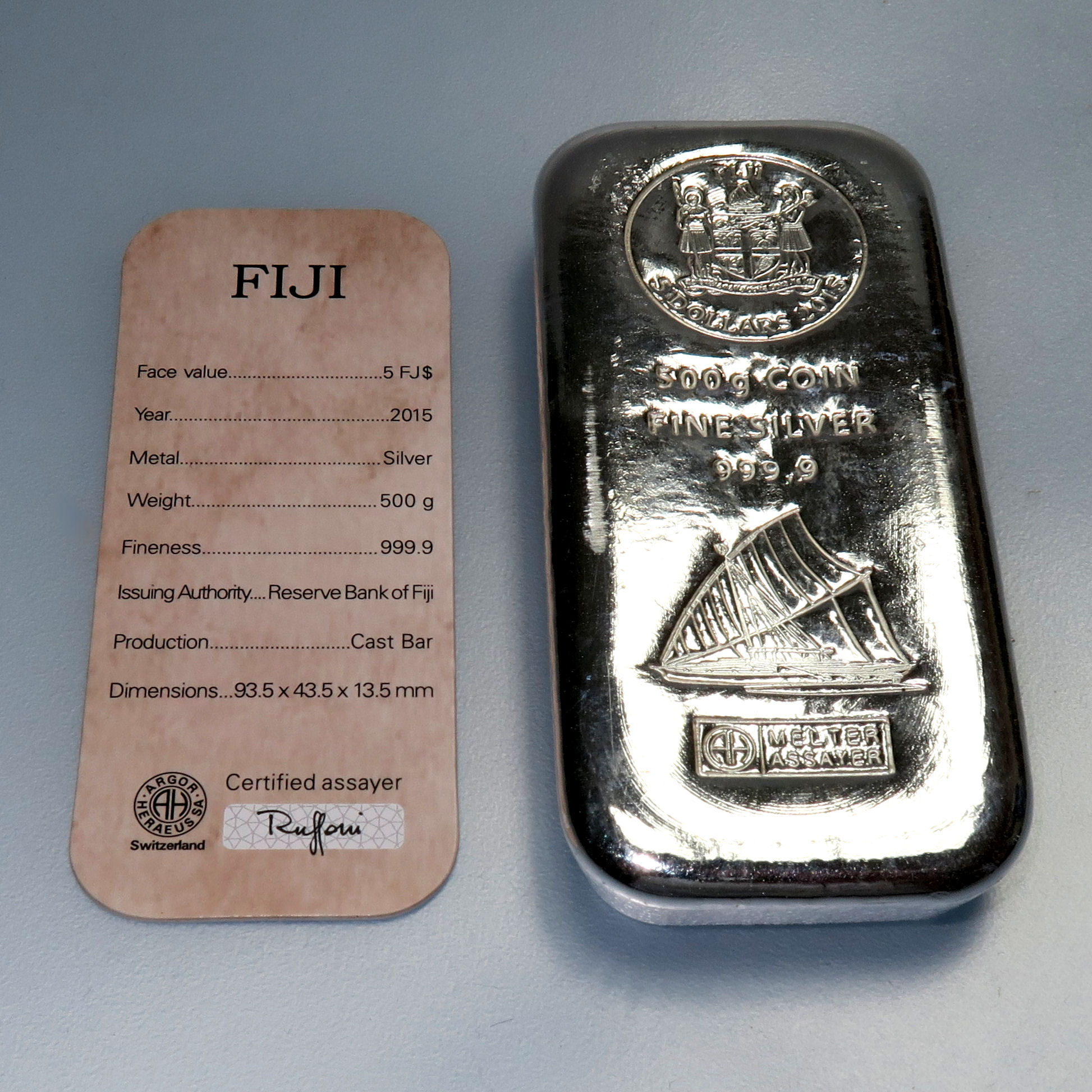Münzbarren 500g "Fiji", gegossen (19%) Argor-Heraeus - Detailansicht 2