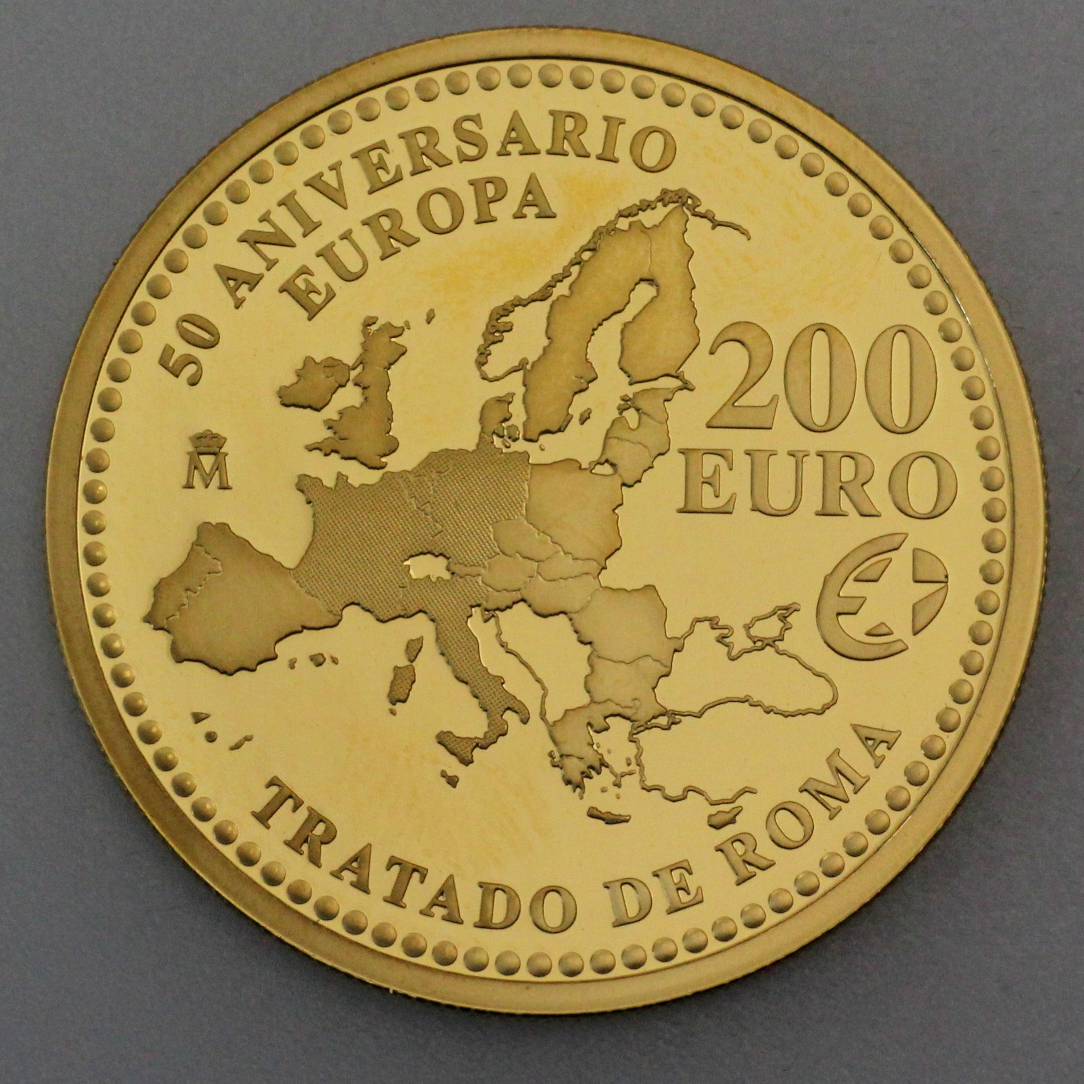 Goldmünze 200 Euro "Römische Verträge" 2007 50 Jahre Tratado de Roma / Juan Carlos (Spanien) - Hauptansicht