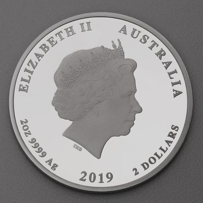 Silbermünze 2oz "Schwein" 2019 (koloriert) Lunar II – Year of the Pig (Australien) - Miniaturansicht 2