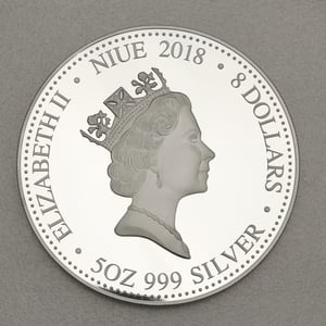 Silbermünze 5oz "Hund" 2018 (PP/HR/vergoldet) Year of the Dog (Niue) - Miniaturansicht 2